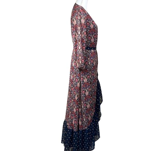 Biltmore wrap maxidress, blue/red, eclectic, feminine, transitional, bohemian - Picture 3 of 7